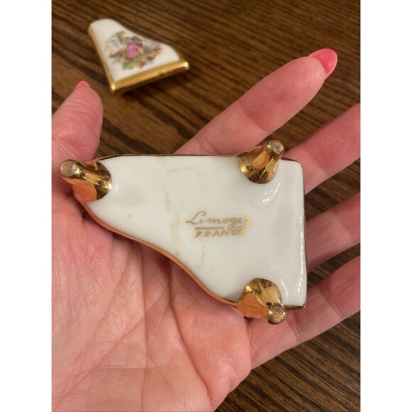 Vtg LIMOGES FRANCE Mini Porcelain PIANO Courting Couple Trinket Box antique - Picture 5 of 10